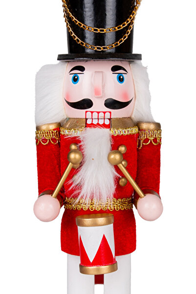 Herdekora Christmas Ornament, Tin Man, Nutcracker, Red-White - Playing Snare Drum, 9X38 cm