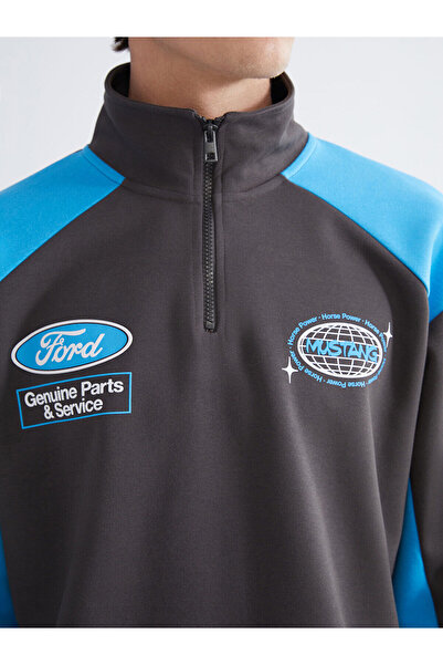 LC Waikiki Ανδρικό φούτερ Ford με τύπωμα ψηλός λαιμός