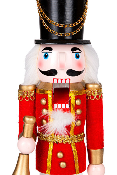 Herdekora Christmas Ornament, Tin Man, Nutcracker, Red-White - Playing Bugle, 9X38 cm