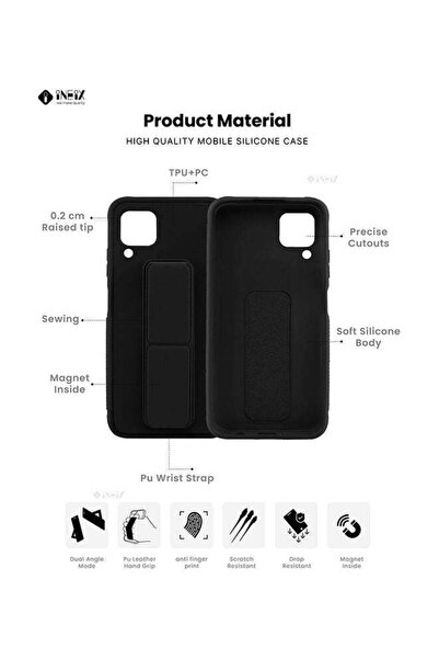 ineix 3-in-1 Magnetic Wrist Strap Hand Grip with Stand Case Cover for Huawei P40 Lite