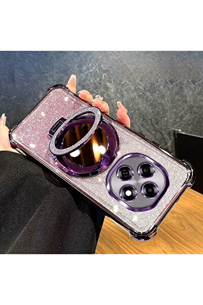 Generic Glitter Case for Oppo A6 Pro 5G，Sparkly Stand，Makeup Mirror，Magnetic Luxury Gradient A6 Pro Cover