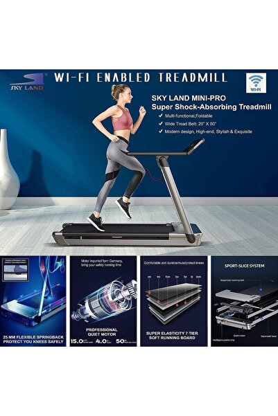 SKY LAND Smart Foldable Treadmill EM-1286, 4HP Peak, 28 Incline Levels, Shock Absorb Belt