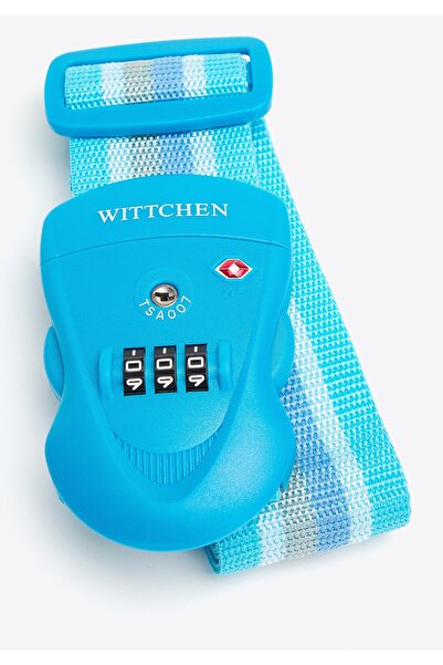 Wittchen Curea de siguranță pentru bagaje bărbătești cu lacăt, poliester alba...