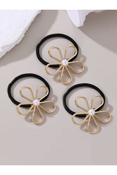 Take Two By Styli Set of 3 - Flower Shape Faux Pearl Hair Tie