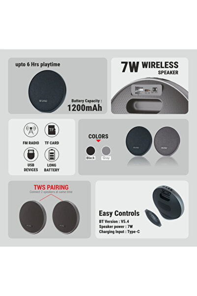 unix International Unix XB-U11 Azul – 7W Wireless Speaker