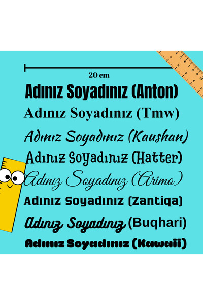 Ad Soyad Sticker / İsim Sticker / Oto Sticker / Motor Sticker / Araç Sticker - 20cmx3-5cm SİYAH