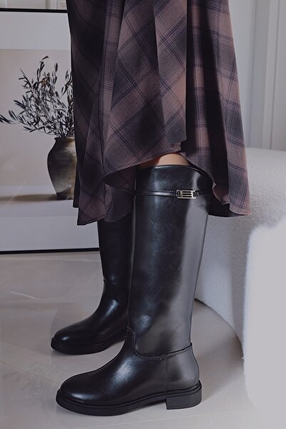 POLKA STORE Γυναικεία παπούτσια Mass Flat Bottom με αγκράφα με ζώνη, μαύρα