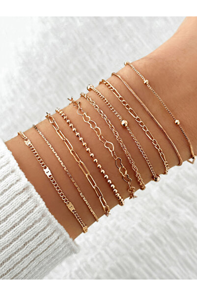 Take Two By Styli مجموعة من 10 أساور سلسلة ذهبية