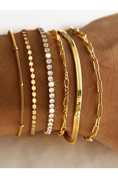 Take Two By Styli مجموعة من 6 أساور مزينة بأحجار الراين الصناعية