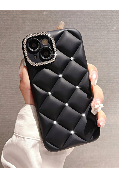 Take Two By Styli Solid Diamond Grid Embellished iPhone Case