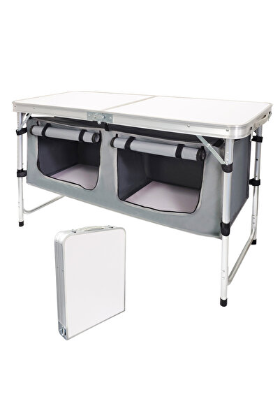 fulina Widened Camping Table, Large Capacity Storage, Adjustable Height, Meet More Usage Demands