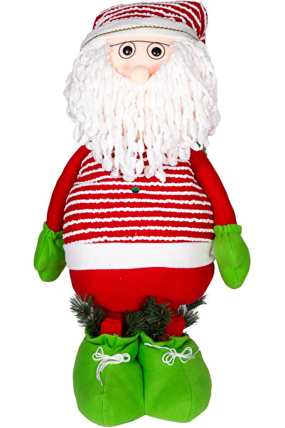 Herdekora Christmas Ornament, Santa Claus, Red-Green - with Extendable Legs, Stripes, Rope Beard, Pine Ornament Detail, 180