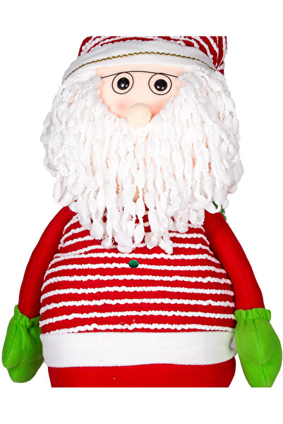 Herdekora Christmas Ornament, Santa Claus, Red-Green - with Extendable Legs, Stripes, Rope Beard, Pine Ornament Detail, 180