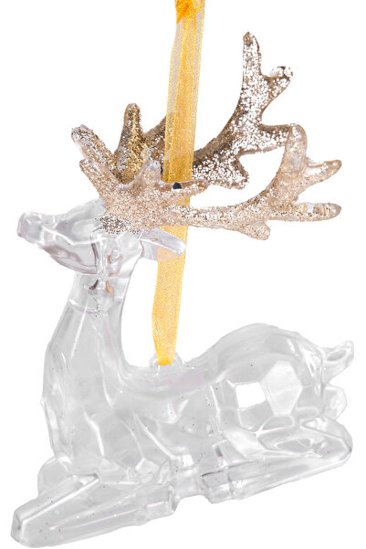 Herdekora Christmas Tree Ornament, Sitting Deer - Hanging, Glitter Antlers, A...