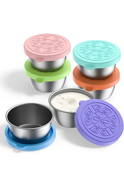 COOYA Leakproof Reusable Stainless Steel Small Container with Lid,Sauce Containers for Lunch
