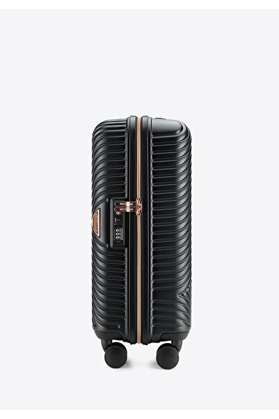 Wittchen Valiză de damă din policarbonat cu dungi, neagră, policarbonat negru