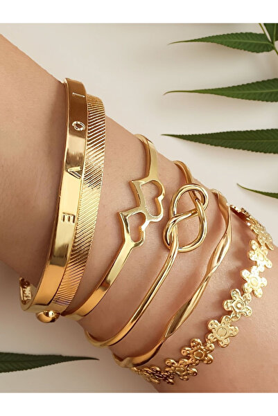 Take Two By Styli مجموعة من 6 أساور ذهبية متنوعة