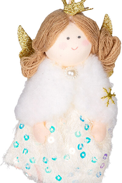 Herdekora Χριστουγεννιάτικο στολίδι, με φιγούρα νεράιδας, χρυσό-λευκό - 9x19 εκ.
