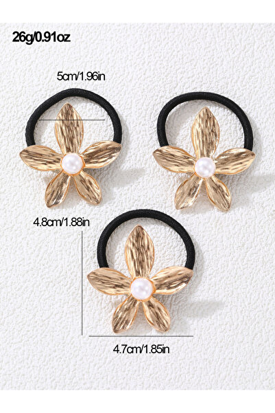 Take Two By Styli Set of 3 - Flower Shape Faux Pearl Hair Tie