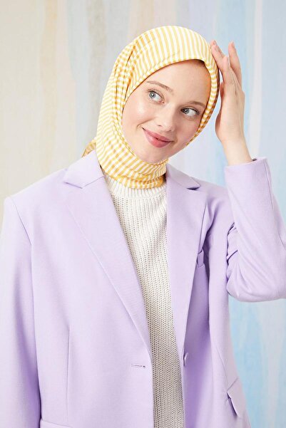 Levidor Ψηφιακό κασκόλ με ρίγες χρυσοκίτρινου χρώματος