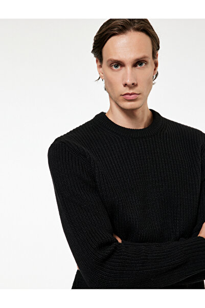 Koton Long Sleeve Textured Crew Neck Knit Sweater