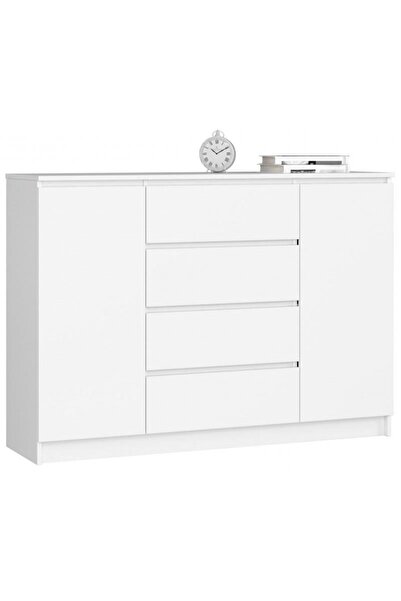 Artool Comodă, placă laminată, 4 sertare, 4 rafturi, albă, 138x40x99 cm