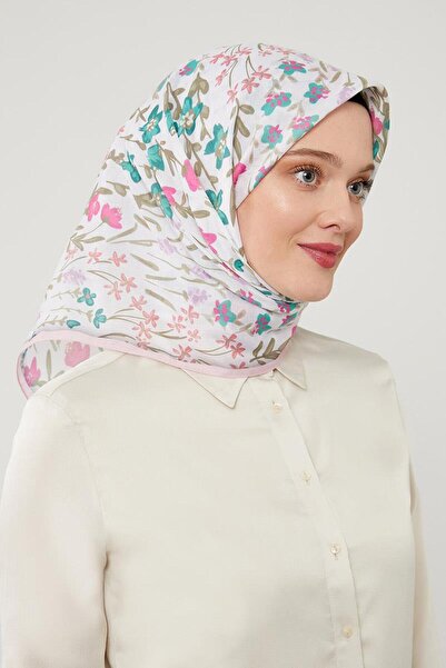 Levidor Pudra Çiçekli Cotton Eşarp