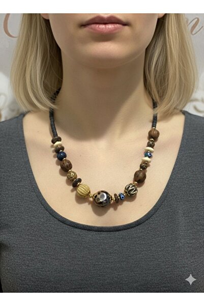 bettin tasarım قلادة نسائية مصنوعة يدويًا من الخرز العرقي بأسلوب بوهيمي مع تف...