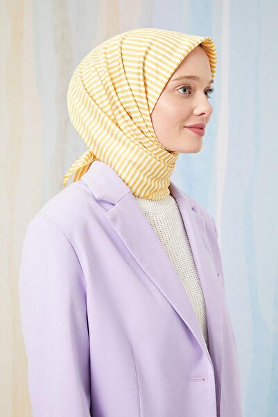 Levidor Ψηφιακό κασκόλ με ρίγες χρυσοκίτρινου χρώματος