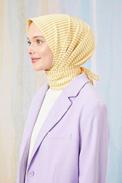 Levidor Ψηφιακό κασκόλ με ρίγες χρυσοκίτρινου χρώματος