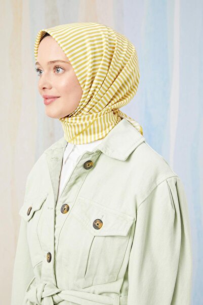 Levidor Ψηφιακό κασκόλ με κίτρινες ρίγες