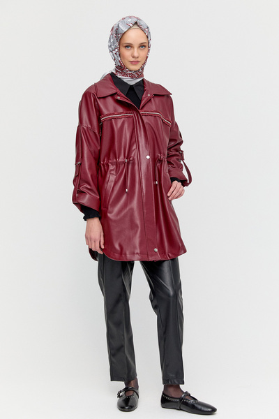 Setrms Taş Şeritli Suni Deri Ceket