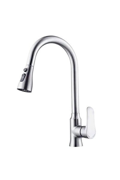 Alessandro DESIGN Baterie Bucatarie cu Dus Extractibil Inox Argintiu