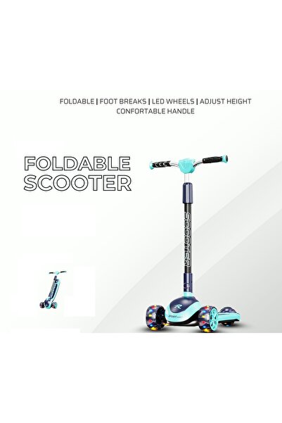 My modern game A stylish, adjustable, and foldable three-wheeled scooter for children with pink, red, and blue LED lights on wheels.