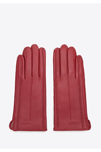 Wittchen Women's Leather Gloves with Fancy Stitching Red Leather