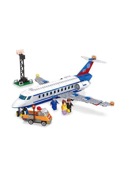 hak-iş oyuncak City Passenger Plane and Airport 390 Piece Building Block Set