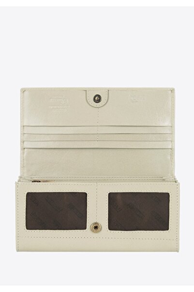 Wittchen Women's Leather Wallet with a Straight Cut, Beige, Leather