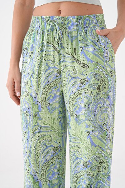 Saade Women's High Waist Flowy Viscose Wide Leg Summer Pants - Elastic Waistband