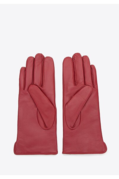 Wittchen Women's Leather Gloves with Fancy Stitching Red Leather