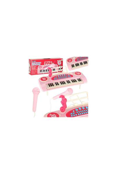 kik Interactive Children's Keyboard Piano Organ 37 Keys with Microphone & Stand, Pink