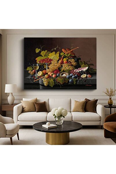 GülsenArt Severin Roesen Fructe în pahar de vin, artă cu natură moartă, pictu...