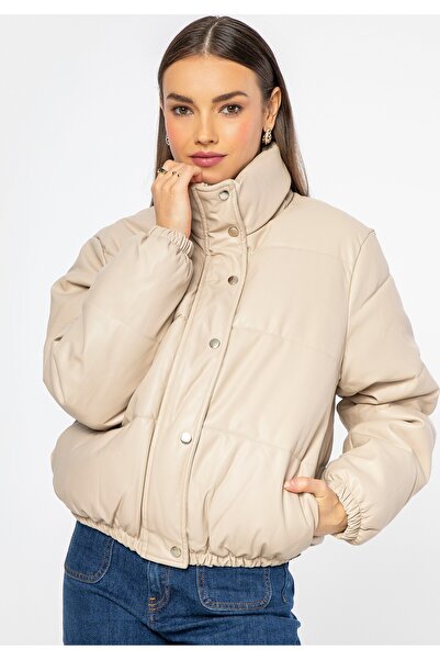 Wittchen Women's PUFF jacket made of -leather, light beige, light beige, -leather