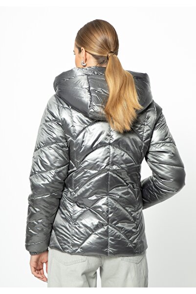 Wittchen Jachetă matlasată din nailon argintiu pentru femei cu modele în zig-zag