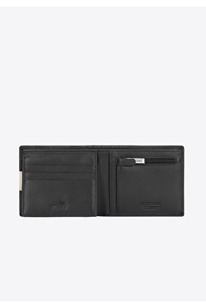 Wittchen Men's Leather Wallet with Logo Patch Medium Black and Beige Leather