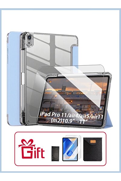 yaqeen جراب iPad Air 11 بوصة (M2) وiPad Pro 11 بوصة (الجيل الأول/الثاني/الثالث/الرابع) مقاوم للصدمات مع حامل ثلاثي الطي