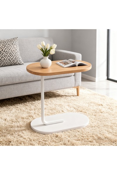 Roam shop C Shaped End Sofa and Bed, Side TV Tray for Living Room, Industrial Style Beside Table, 40*30CM