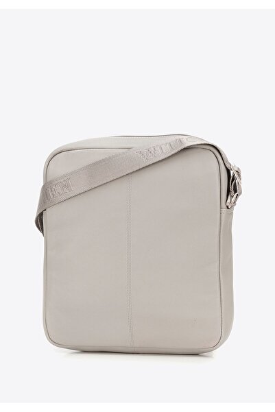 Wittchen Men's medium sized stitched leather messenger bag, gray-brown, gray-brown, leather