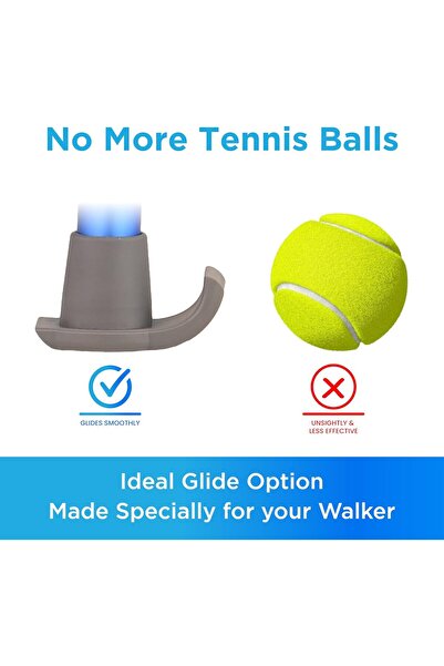 Novamedia NOVA Medical Products Walker Glide Skis, Universal Fit, One Pair, Gray