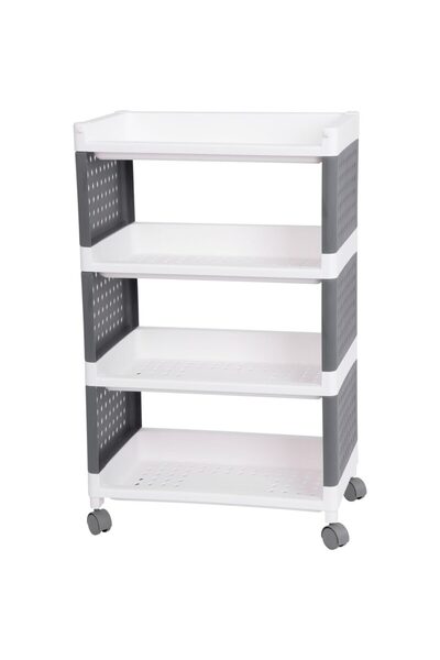 Magic Home Plastic chest/shelf MagicHome on wheels, 4 shelves, gray and white, max 25 kg, 49x29x75.5 cm