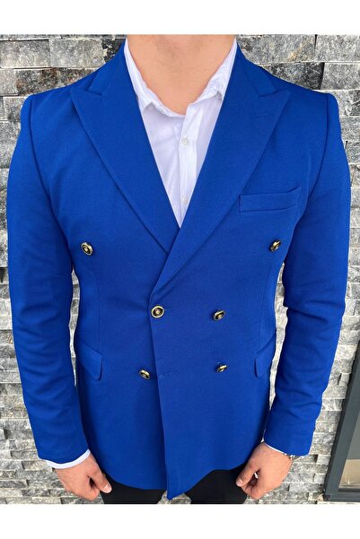 SABRİ ZENGİN Erkek Kruvaze Slim Fit Blazer Ceket